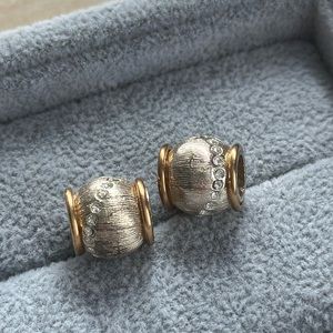 Brighton Gold and Shiny Sparkle Silver bezel-set crystals Beads 2 Bead Bundle